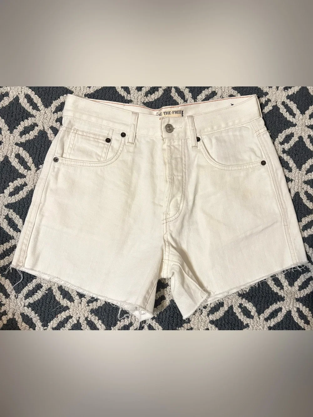 We The Free White Denim Cutoff Shorts
